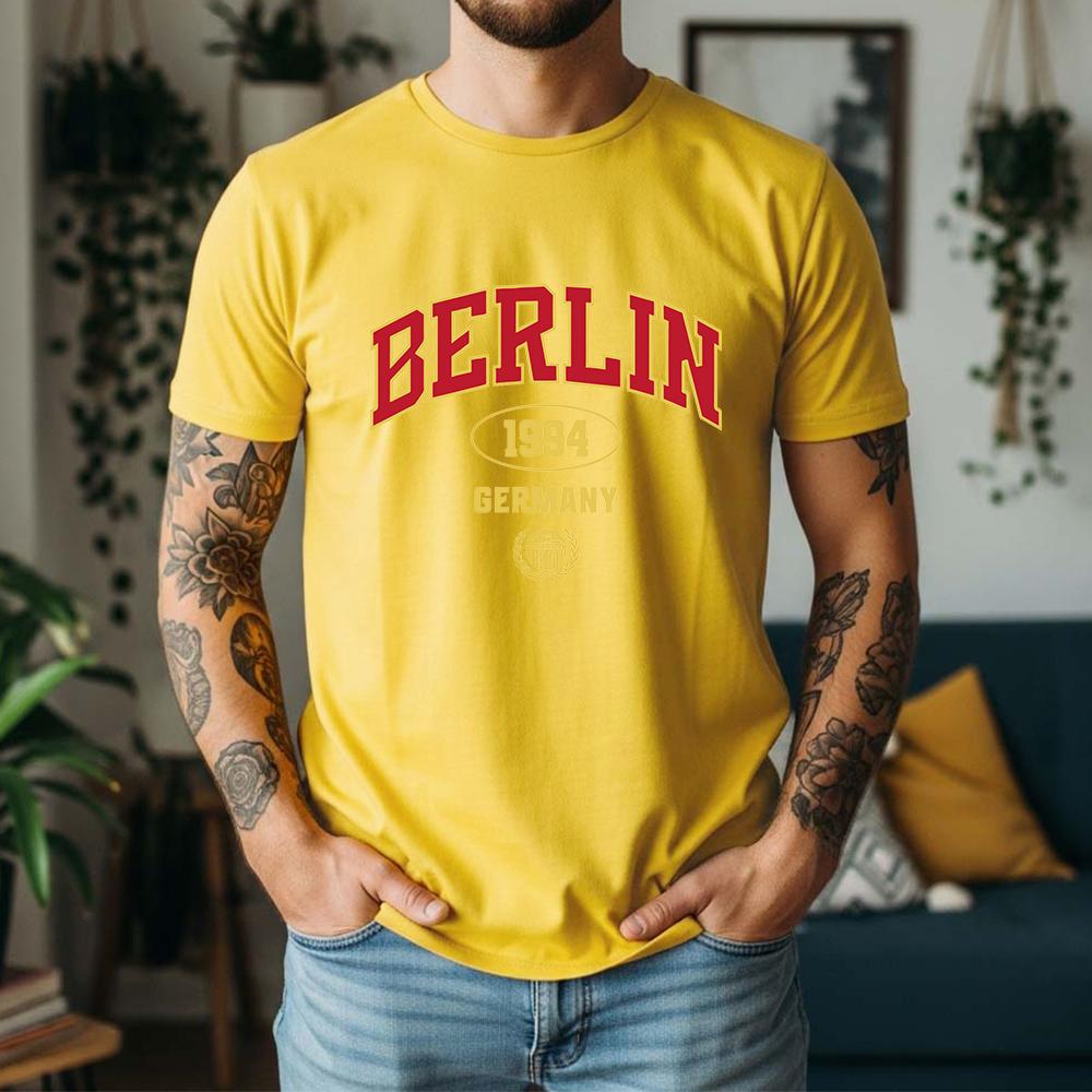 New Summer 100 Cotton Graphic Oversized Tee Berlin 1994 Gerunisexy Retro College Style Themed Short Sleeve