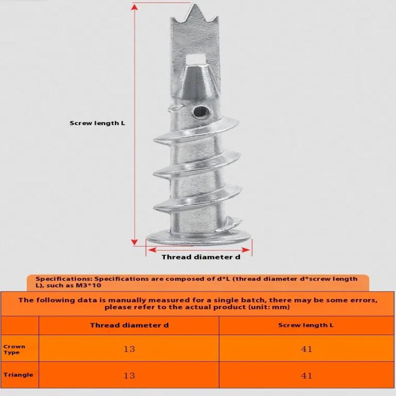 10 stk Sinklegert Stål Selvborende Anker 13*41mm Gipsplate Gipsvegganker Hulvegganker