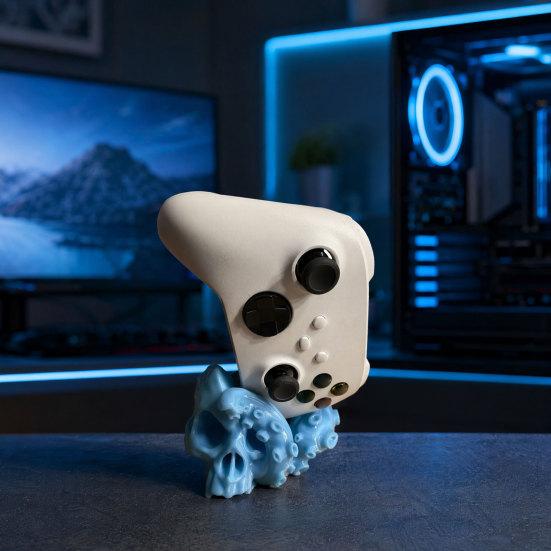 Gaming Controller Stand, 3D Printed Octopus Skull Controller Holder for Halloween Home Gaming Room Desk Decor, Gift for Gamers
