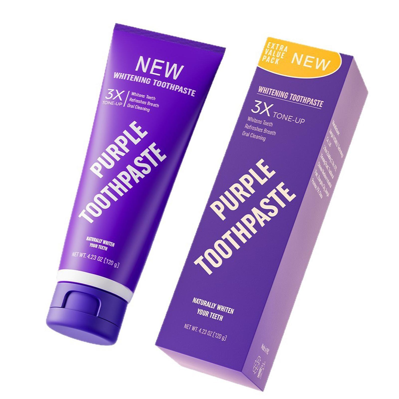 

Teeth Whitening Toothpaste - Purple Formula for Stain Removal & Color Care, 3-Pack One Size