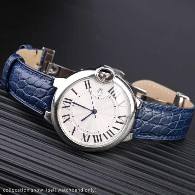 18-11mm 20-12mm Crocodile Genuine Leather Watchband For Cartier Blue Balloon Wsbb0025 Bracelet Watch Men's Women's Replace Strap