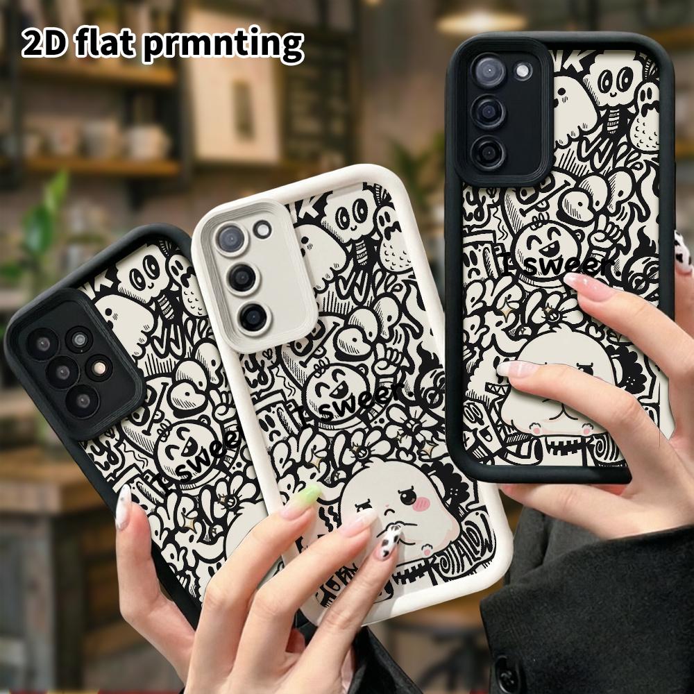 Phone Case: 2D Flat Samsung Galaxy A34 A35 M05 M06 S20 S22 S21 FE Plus 5G Protective Case, Little White Bun, Christmas and Halloween Gift