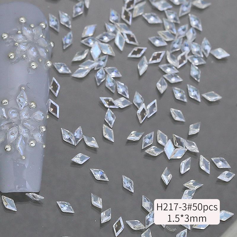 Popular Flat Back Rhombus Glass Nail Diamond Shiny Crystal Cubic Zirconia Nail Charms Nail Art Rhinestone
