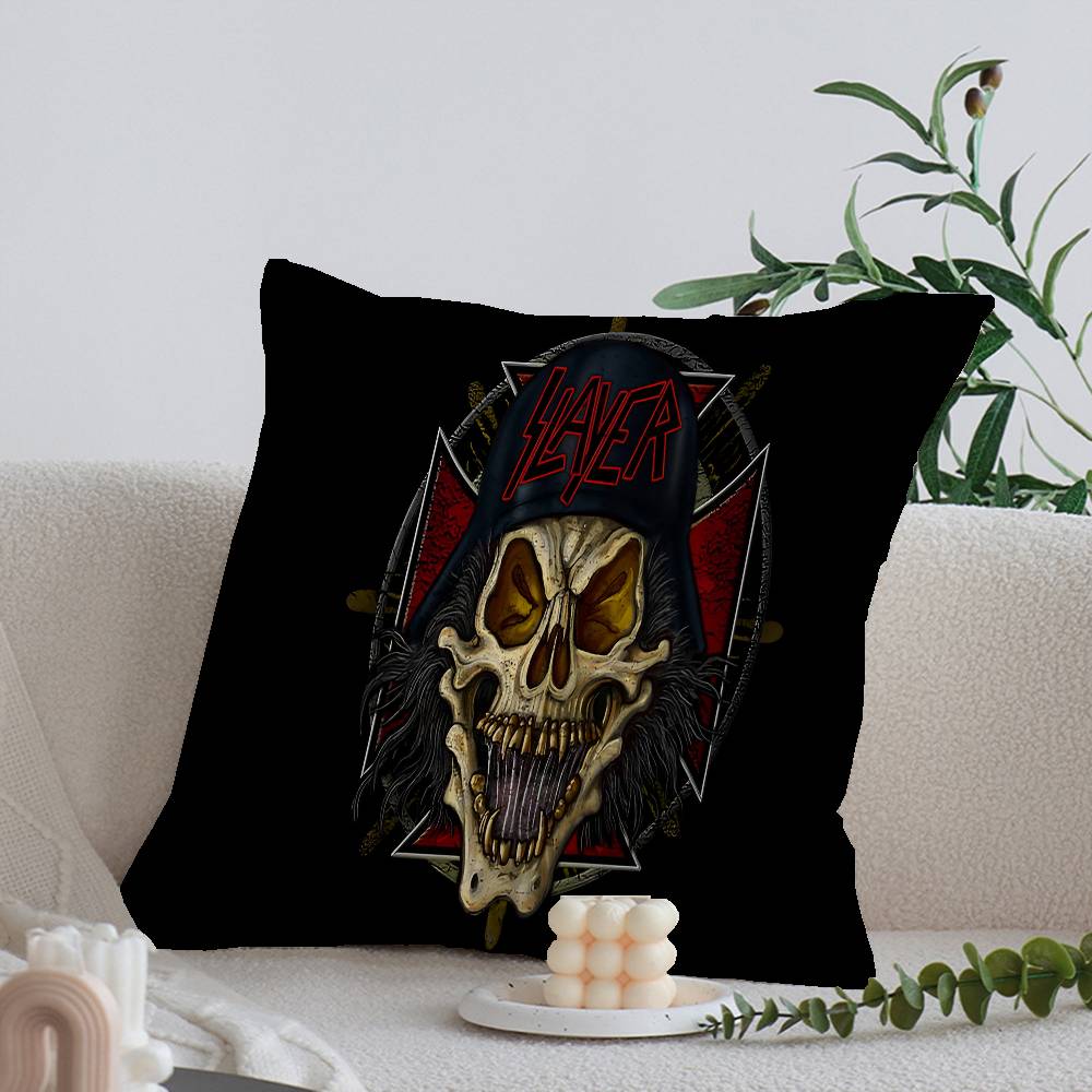 Rock S-Slayer Heavy Metal Band Pillow Covers Cartoon Sofa Decorative Home Double-sided Printing Short Plush Cute Cushion Cover