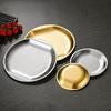 Breite Seite 304 Edelstahl-Essteller Snacks Western Food Steak Barbecue Tabletts Flache runde Hauptplatte Hotel Tischservice