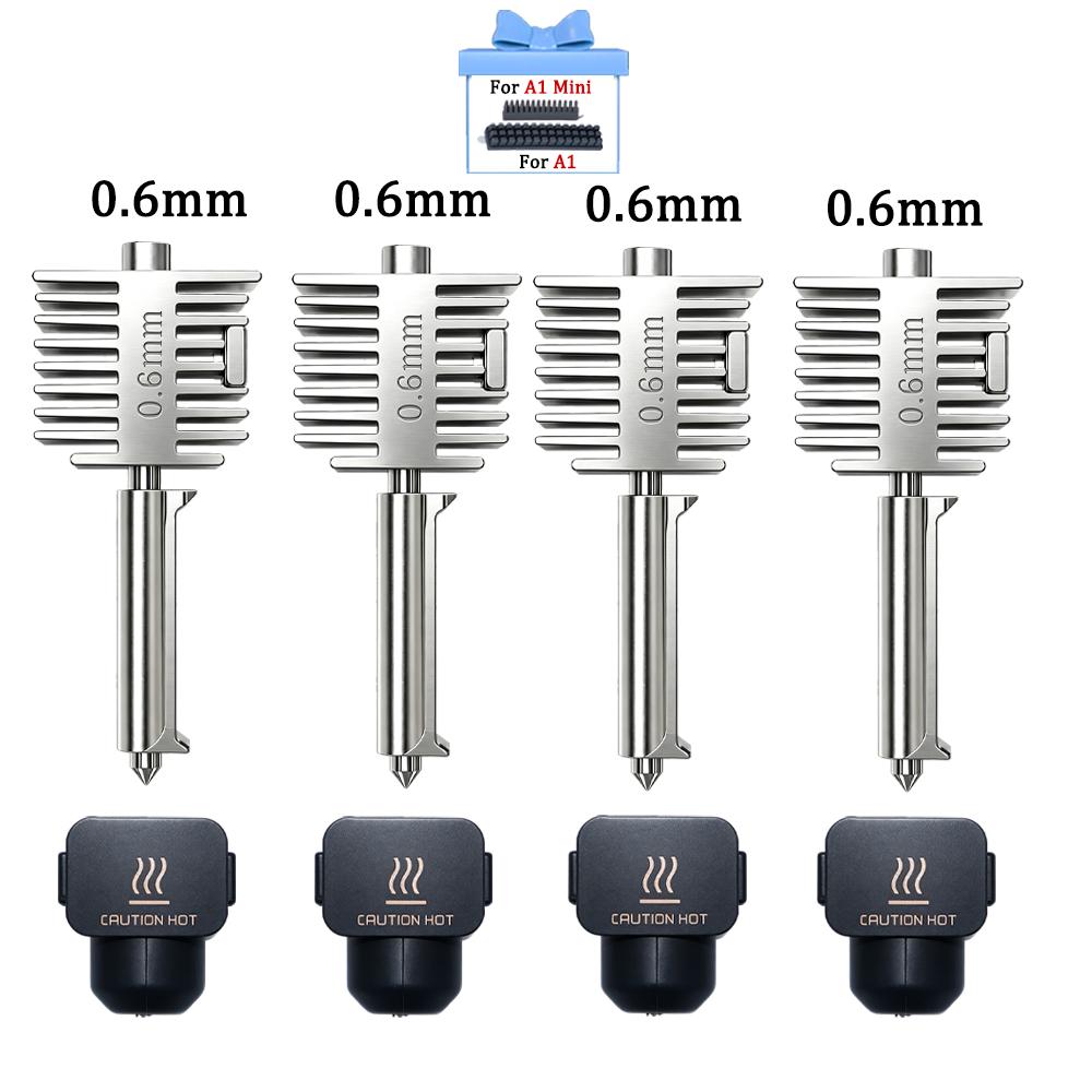 Hotend-Kit für Bambu Lab A2L/A1/A1 Mini Hot-End-Baugruppe 0,2/0,4/0,6/0,8 mm Gehärteter Stahl Einteilige Düse für A1 3D-Drucker
