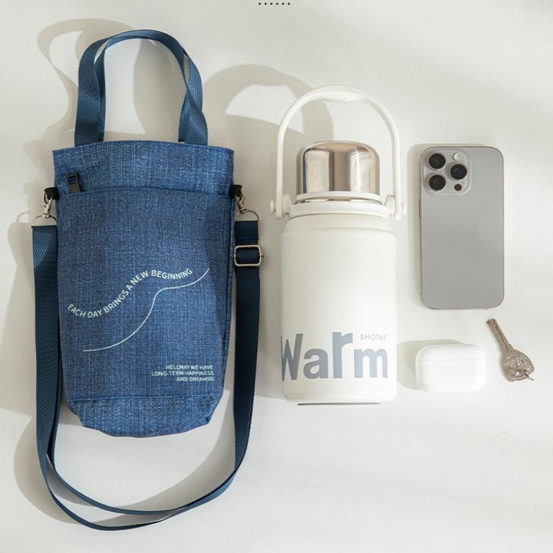 Portable Water Bottle Bag Adjustable Shoulder Strap With Mobile Phone Bag Milk Tea Tote Bag Water Bottle Cover