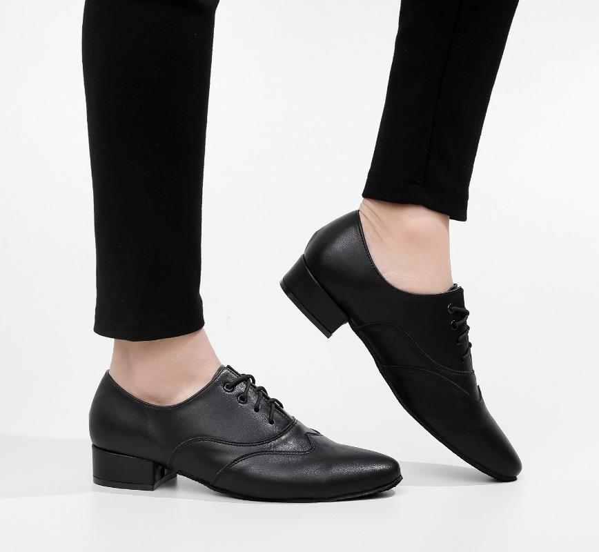 Pantofi de Dans Bărbați Pantofi de Dans Latin Ballroom Talpă Moale Piele Neagră Pantofi Jazz Pentru Băieți Tocuri 2.5cm Pantofi de Antrenament Petrecere Dans