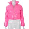 A2066T Women's Cotton-Filled PU Leather Jacket - Stand Collar, Autumn/Winter Collection