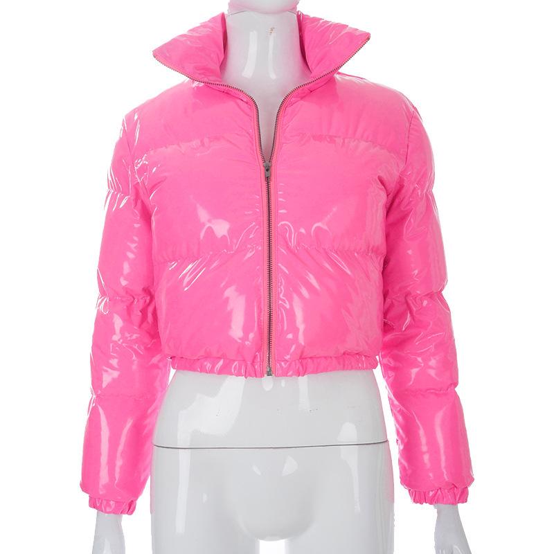 A2066T Women's Cotton-Filled PU Leather Jacket - Stand Collar, Autumn/Winter Collection