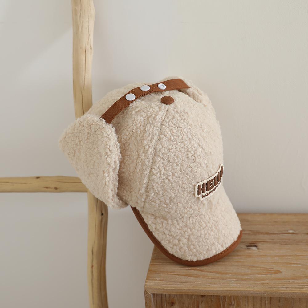 Kids' Fleece Bear Earmuff Hat - Unisex Baseball Cap for Autumn/Winter