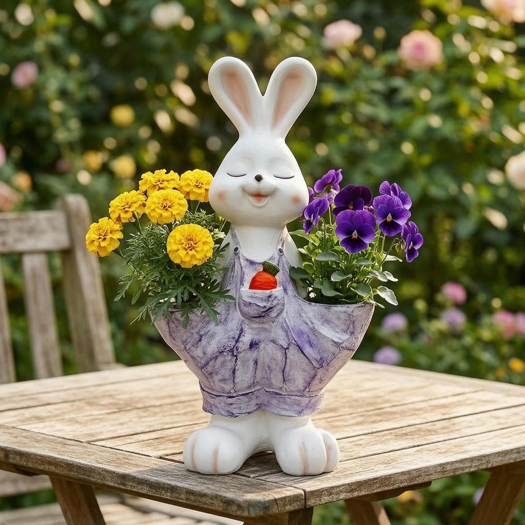 Rabbit Planter Outdoor Bunny Rustic for Homeowners