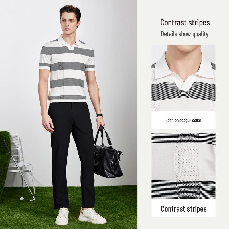 Men's Linen-Cotton Blend Knitted Polo Shirt