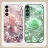 Ice Crystal-colored Roses For Samsung S26 S22 S8 9 10 S20 Ultra S21 Pro S22 Plus S23 FE S24Ultra S25 Edge S24+ Glass Phone Case