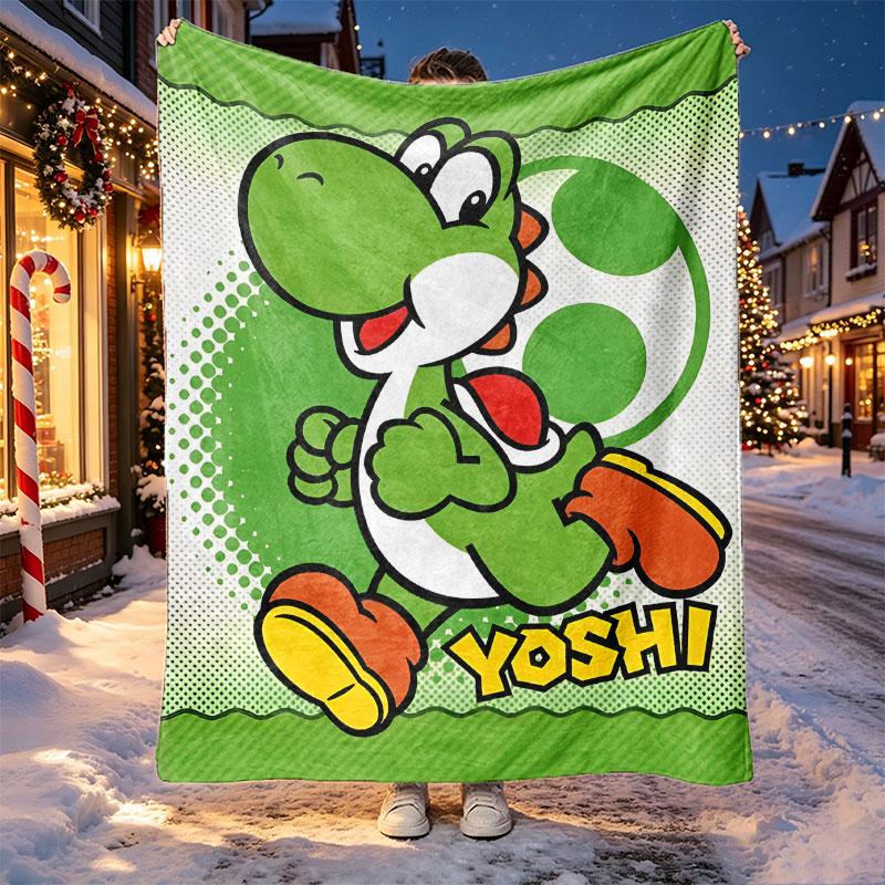 Yoshi Pattern Blanket for Home Decoration, Bed, Sofa, Car Travel, Camping, Suitable for All Seasons, Birthday Christmas Gift