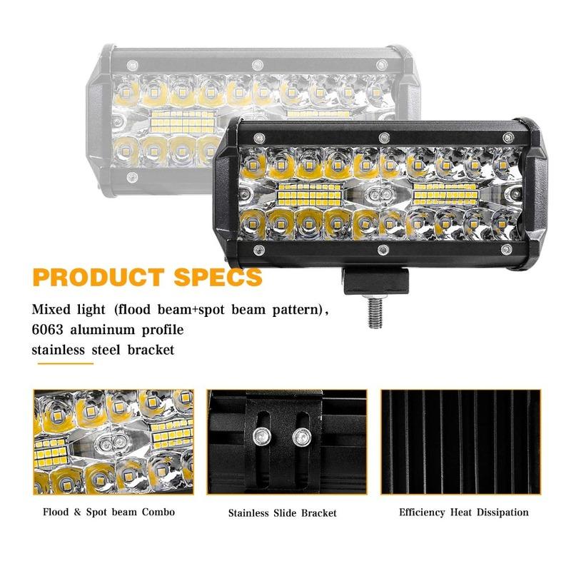 7 Inch 120W Combo Led Light Bars Spot Flood Beam 4x4 Spot 12V 24V 4WD Barra LED Headlight For Auto Boats SUV ATV ILight.