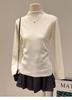 Apricot Slim-Fit Knitted Turtleneck Sweater - Long-Sleeve, Half-High Collar, Pullover for Autumn/Winter