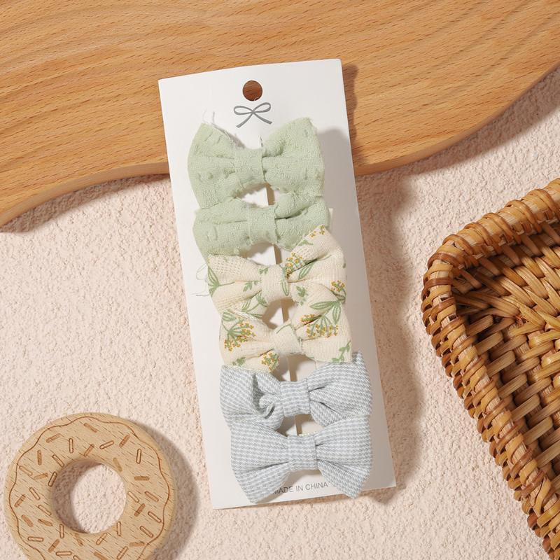 1 Set Fabric Printed Bow Hair Clips Suitable Children Girls Teenagers Party Decoration Clips Girls Baby Hair Accessories Gifts