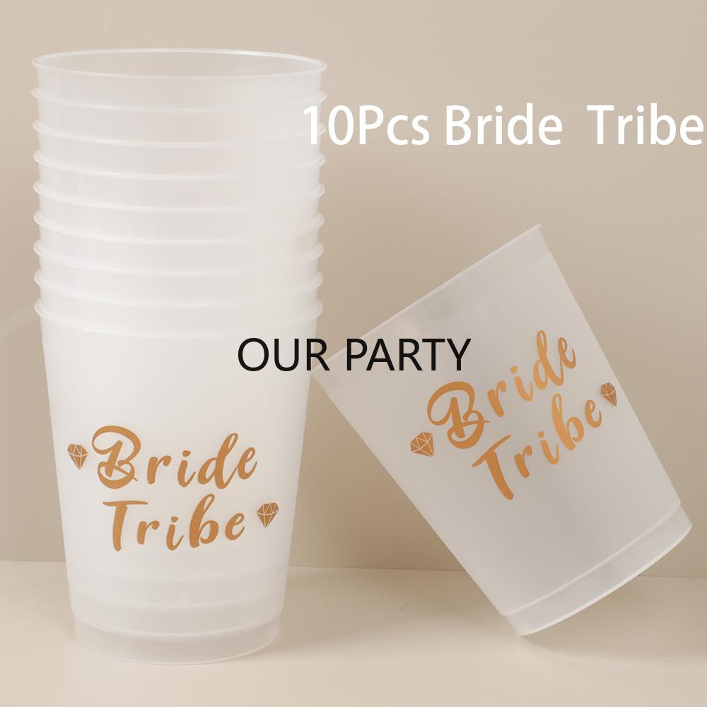 

10Pcs Team Bride To Be Plastic Drinking Cups for Bachelorette Bridal Shower Hen Night Party Decoration Wedding Party Supplies