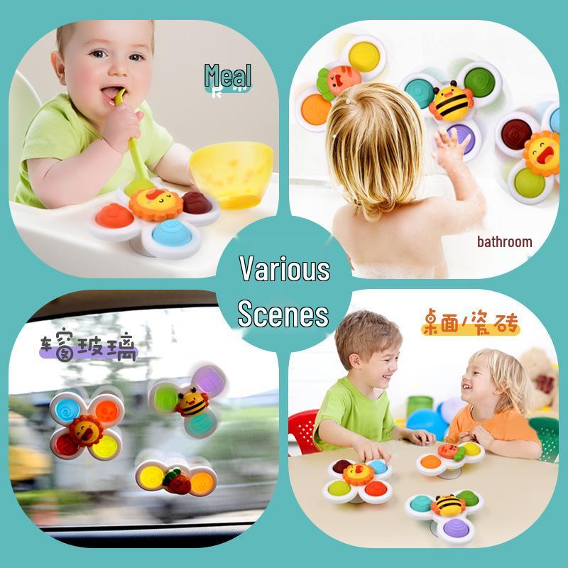 Educational Baby Cartoon Teether & Bath Spinner Toy