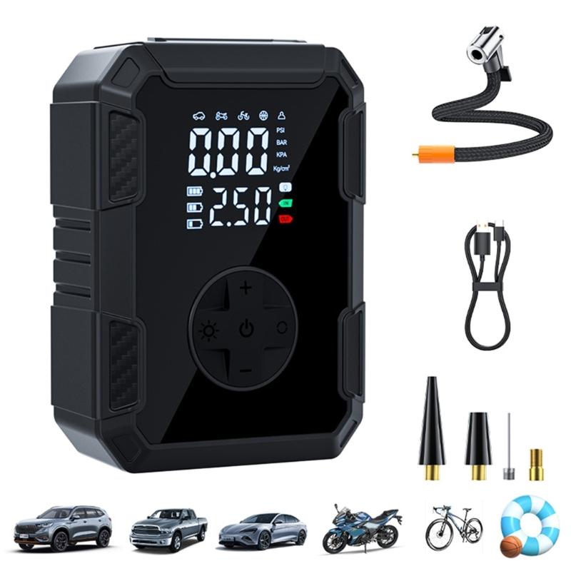 Powerful Portable Air Compressor Pump Digital Tire Inflator For Car Tires Bikes Balls With LCD Display And Type C Charging