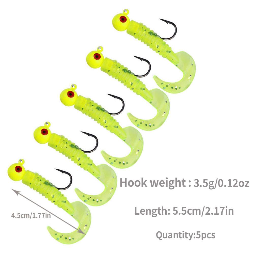 5pcs/bag Jig Hook with Soft Lure Pesca Wobbler Artificial Bait Silicone Bait Sea Bass Carp Fishing Soft Tail Perch Bait