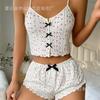 New European and American Casual Women's Print Suspender Shorts Two-piece Loungewear Set In Stock
