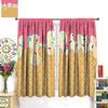 Ice Cream Curta,Pink Cartoon Ice Cream Candy Dessert Home Decor Drape For Bedroom Living Room Kitchen Window Treatment