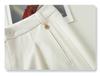 Gray Wide-Leg Wool Pants for Women - High-Waisted, Drapey, Straight-Leg Trousers, 2024 Spring/Autumn Collection