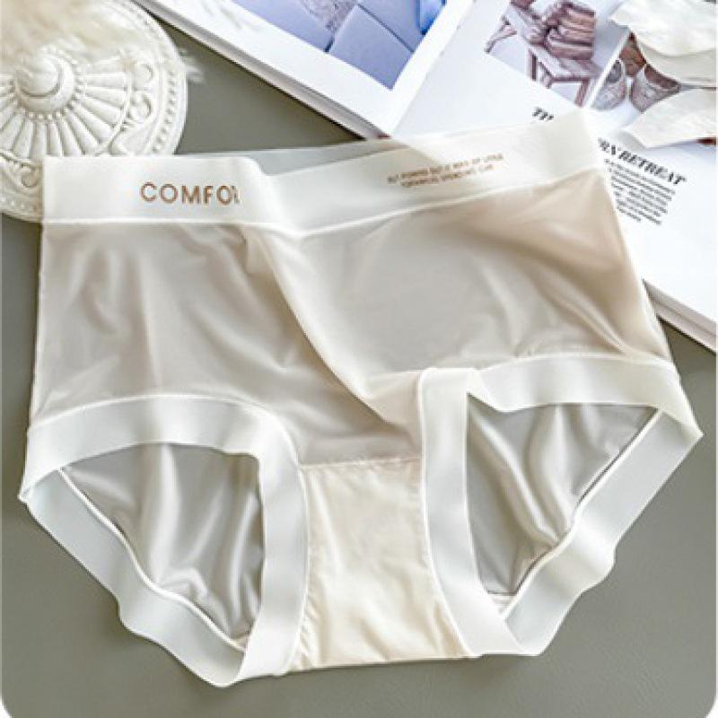 Ultra-Thin Seamless Women's Mulberry Silk Ice Silk Antibacterial Quick-Dry Mid-Waist Underwear
