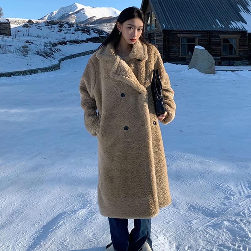 

Women’s Faux Fur Coats Warm Fur Jacket Female Plush Loose and Thick Long Style Outerwear XXL сірий