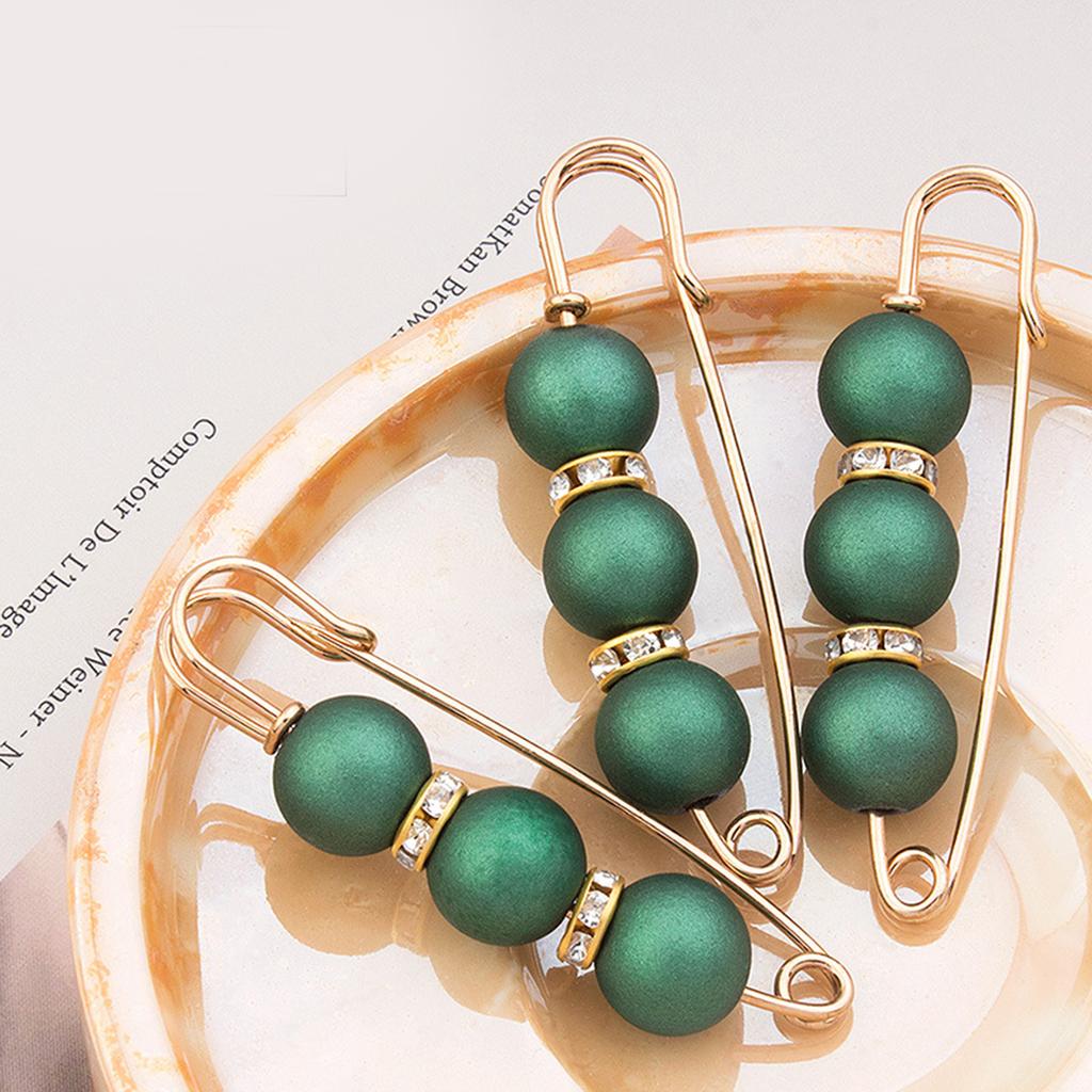 3Pcs Pearl Waist Cincher No Slip Pin Adjustable Waistband Clips for Pants Skirts Safety Pins for Women