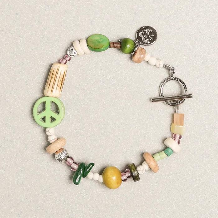 Peace Mark Symbol Bracelet Leaf Green