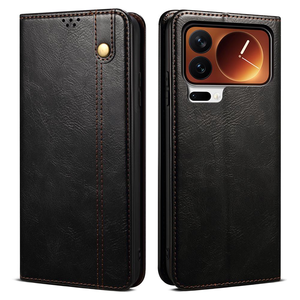 For Xiaomi 17 Pro Max Case Crazy Horse Texture Waxy Leather Wallet Stand Phone Cover