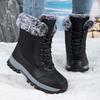 Warm Snow Boots Couple Winter Velvet Thickened Leather Medium Boots Waterproof and Non-slip Outdoor Skiing