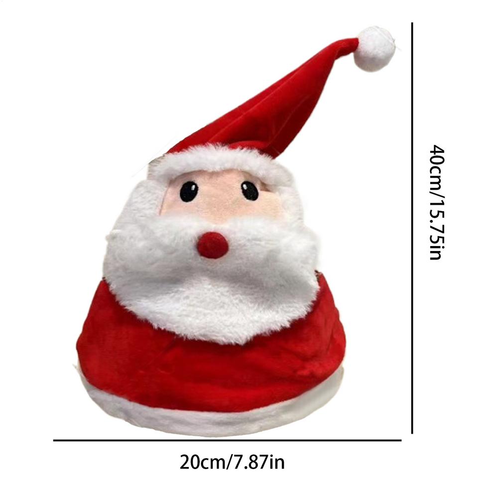 

1pc Penguin/Santa Claus Christmas Hat Funny Party Props Christmas Character Hat Interactive Plush With Light Sound For Holiday as picture shows