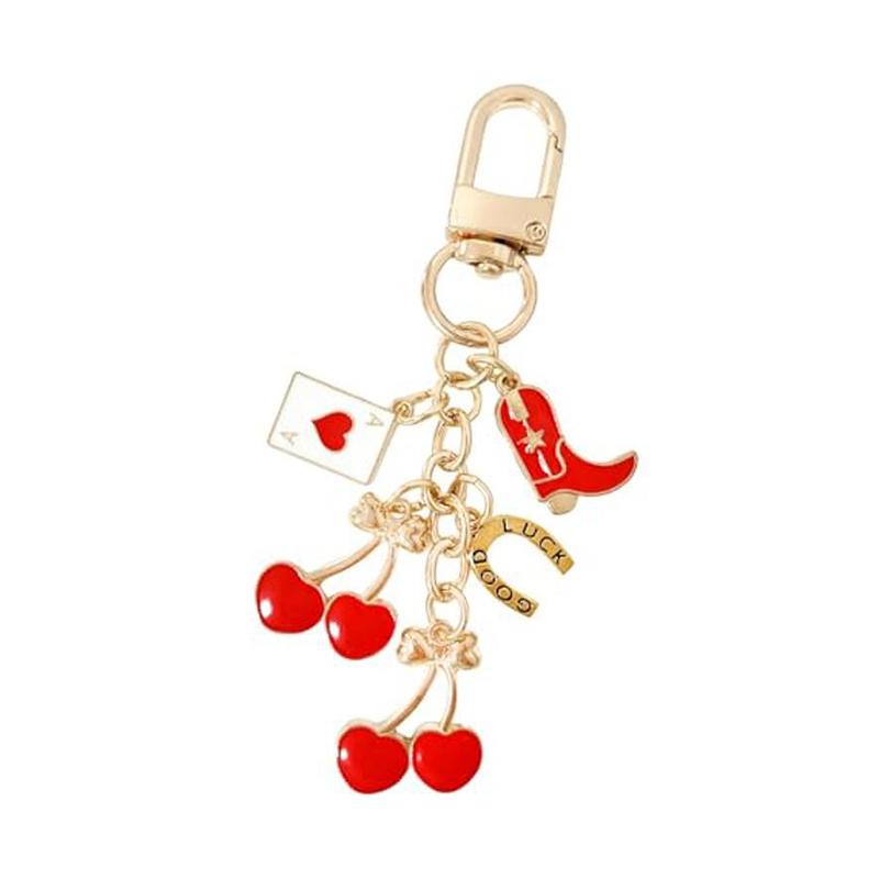 

Cute Creative Cherry Keychain Bow Fruit Keyring Pendant For Women Girls Handbag Decoration Bag Charm Car Keyring Gifts