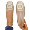 Gentle flat shoes spring new shallow mouth rhinestone square head temperament single shoes women