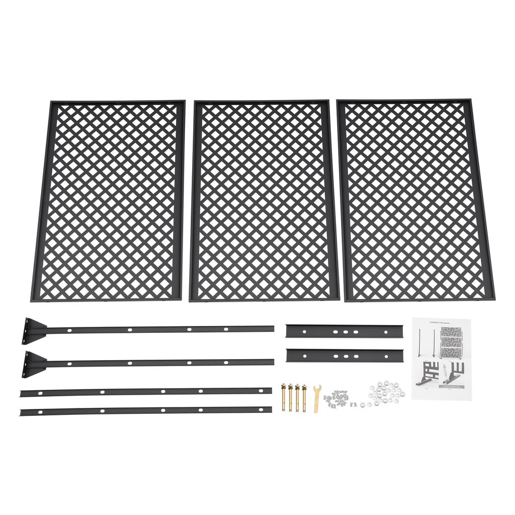 Black Diamond Privacy Screen – Freestanding Room Divider W/ Sturdy Steel Frame - 3-Panel Decorative Fence for Indoor/Outdoor Use