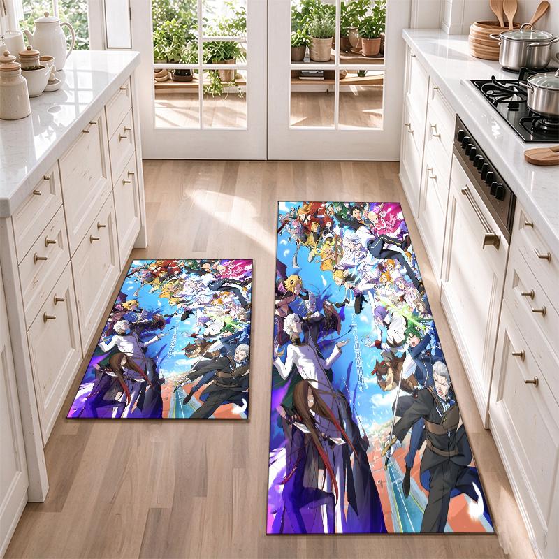 Re Zero Flannel Kitchen Floor Mat – Non-Slip, Absorbent and Easy to Clean Suitable for Kitchens, Entryways Bedroomsand Bathrooms
