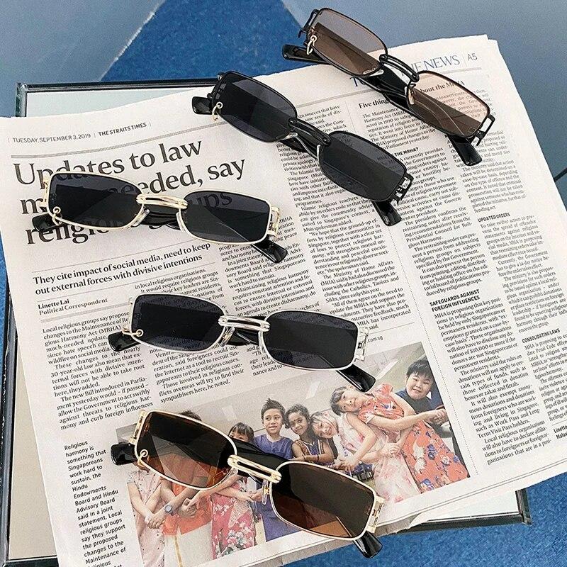 Sunglasses Luxury  Square Eyeglasses Vintage Metal Black Lenses Brown Men Womens Sun Glasses Outdoor Travel Driving Glasses