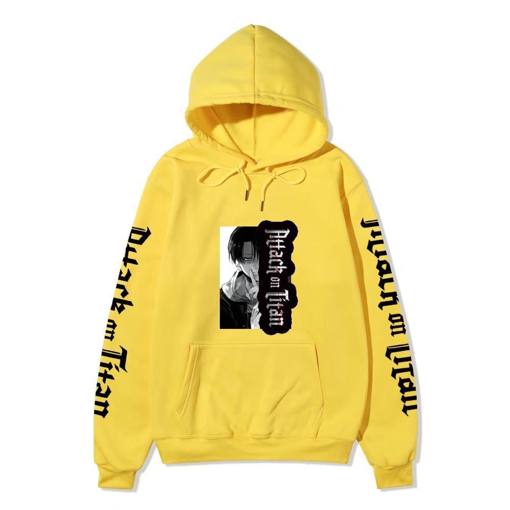 Attack on Titan Levi Ackerman Manga Hoodie Unisex Fleece Sweatshirt Gothic Vertical Logo Front Print No Sleeve Autumn Winter Pullover