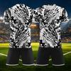 Anpassbares zweiteiliges Sporttrikot-Set mit kurzärmeligem Oberteil und Shorts, atmungsaktives Stoffmuster, Teamuniform