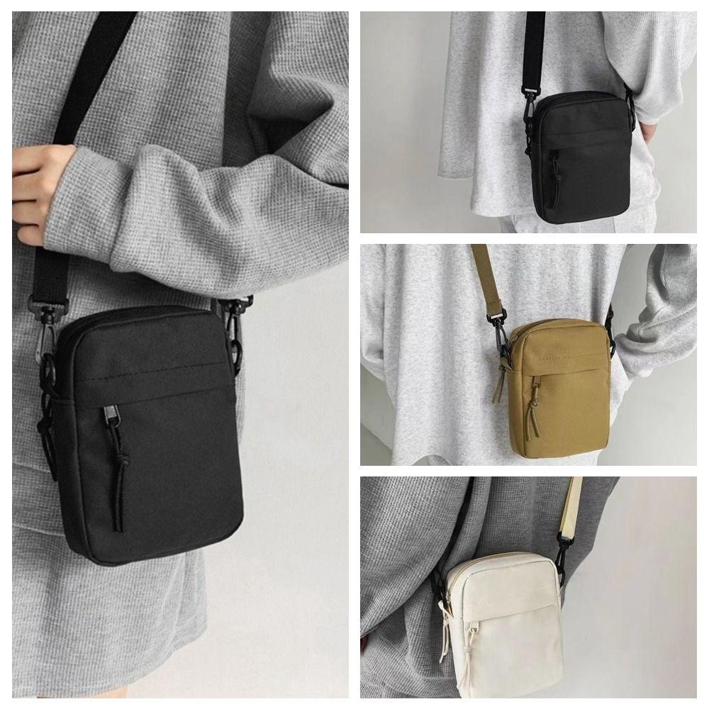 Square Men Shoulder Bag Oxford Simple Phone Bag Simple Canvas Crossbody Bag  Boys