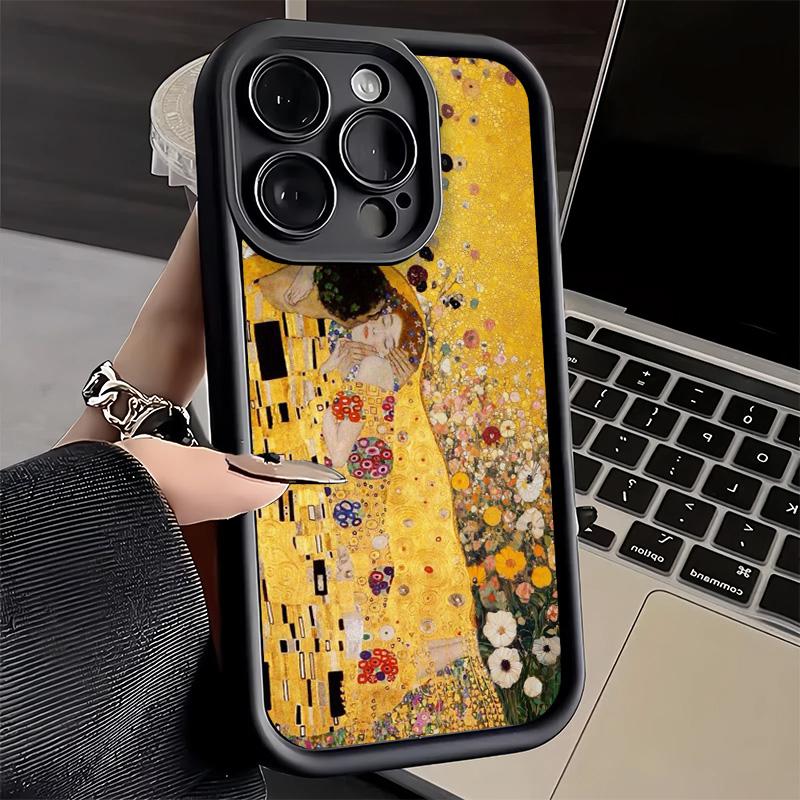 Phone Case for iPhone 17 Air 16E 15 16 Pro Max Kiss By Gustav Klimt Art Cover 14 Plus 13 12 Mini Soft Shell Silicone Fundas