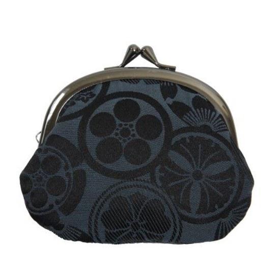 Hasegawa family crest pattern clasp wallet handmade Kyoto artisans coin purse made Japan blue