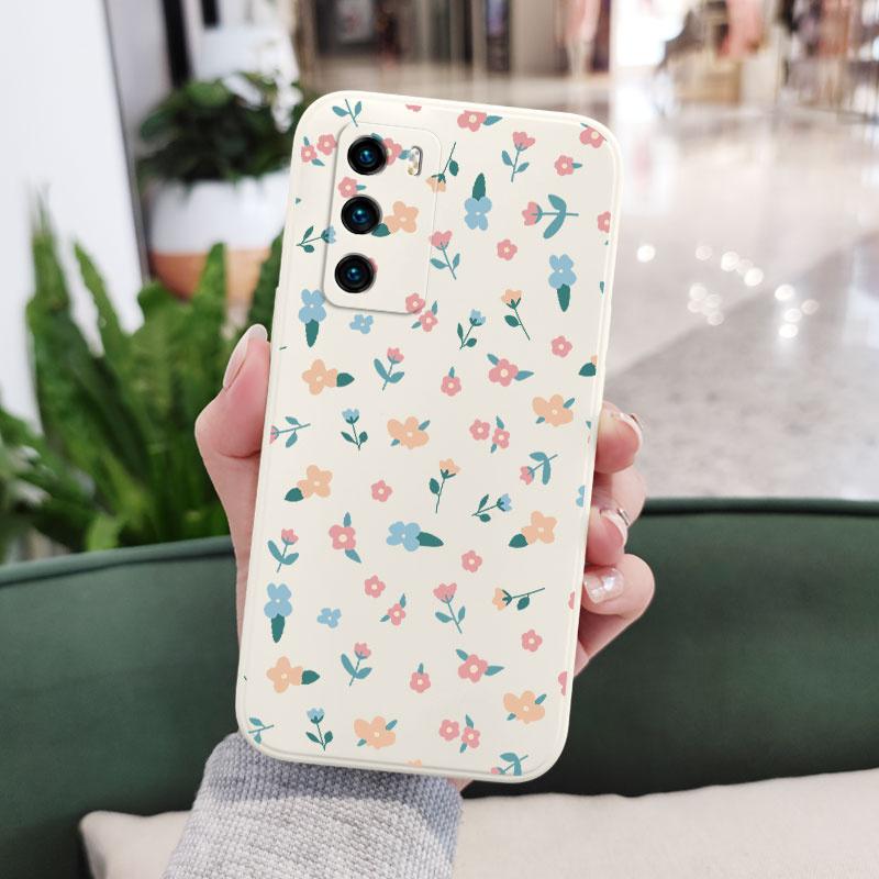 Mini Flowers Phone Case For Huawei P40 P50 P30 P20 Pro Lite Nova 5t Y7A Mate 40 30 20 Pro Lite Liquid Silicone Cover