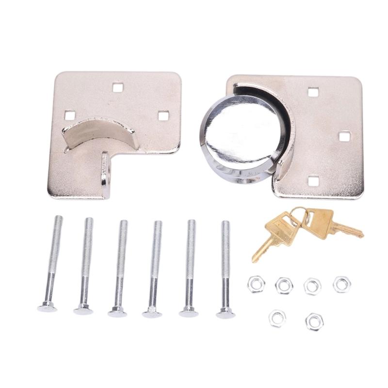 Round Lock Set with Enclosed Connection, Copper Body, Shrouded Mounting Hasp, and 2 Matching Keys for Garage Door and Toolbox Access