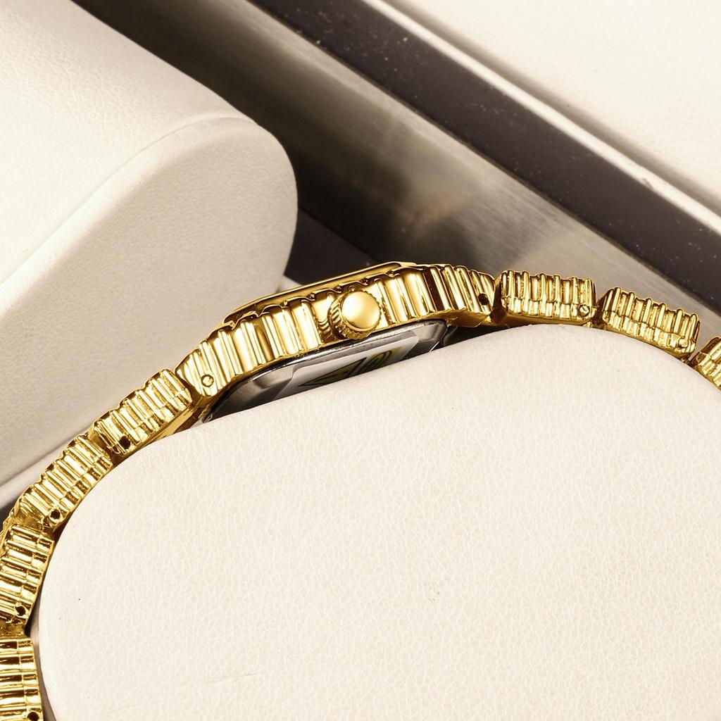 Women Dress Bracelet Watches Clock Relógio Fashion Rhinestone Square Small Dial Steel Band Ladies Watch Elegant