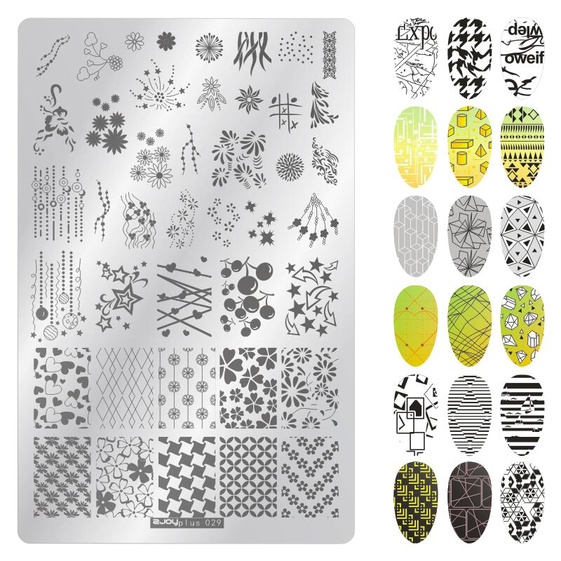 9.5X14.5cm Big Size Nail Stamping Plates Flower/Geometric Designs Nail Art Template For DIY Nail Decor 5.6cm round Stamper Plate